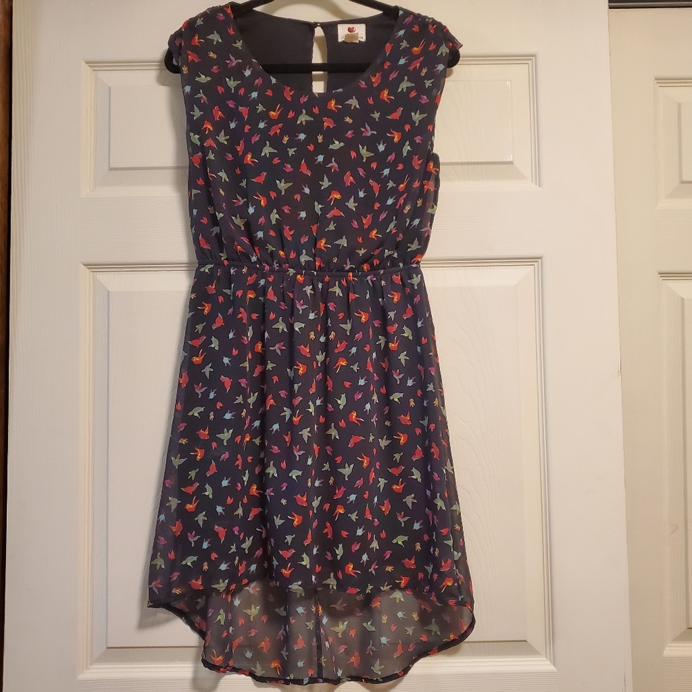 Multicolor watercolor bird dress